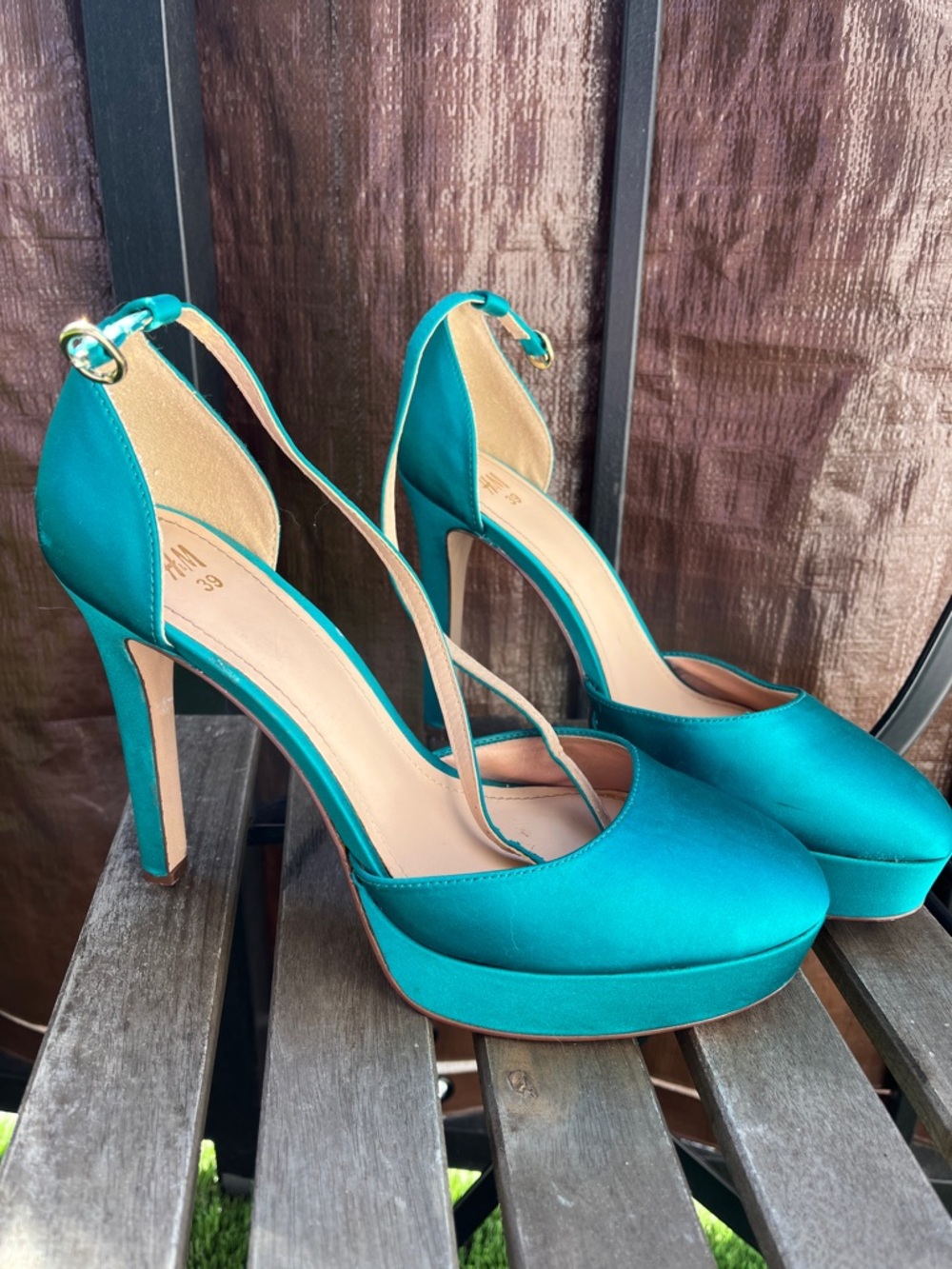 Teal Platform Ankle-Strap High Heels